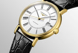 Longines Presence 25.5mm Automatic White Dial Black Leather Strap Watch untuk Wanita - L4.921.2.11.2
