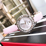 Swarovski Lovely Crystals Silver Dial Pink Leather Strap Watch for Women - 5261493