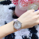 Swarovski Lovely Crystals Silver Dial Pink Leather Strap Watch for Women - 5261493