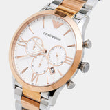 Emporio Armani Giovanni Chronograph Quartz White Dial Two Tone Steel Strap Watch For Men - AR11209