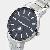 Emporio Armani Renato Quartz Black Dial Silver Steel Strap  Watch For Men - AR11118