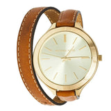 Michael Kors Runway Gold Dial Brown Leather Strap Watch For Women - MK2256