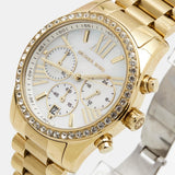 Michael Kors Lexington Mother of Pearl White Dial Gold Steel Strap Watch For Women - MK7241