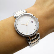 Tommy Hilfiger Lynn Quartz White Dial Two Tone Steel Strap Watch For Women - 1782236