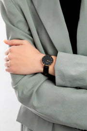Daniel Wellington Classic Petite Reading Black Dial Black Leather Strap Watch For Women - DW00100167