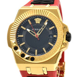 Versace Chain Reaction Quartz Black Dial Red & Black Rubber Strap Watch for Men - VEDY00319