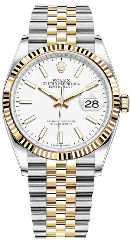 Rolex Datejust 36mm White Dial Two Tone Jubilee Bracelet Watch for