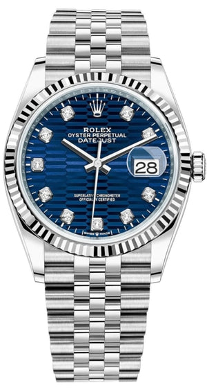 Rolex Datejust 36 Oyster Blue Dial Two Tone Oystersteel White Gold Strap Watch for Men - M126234-0057