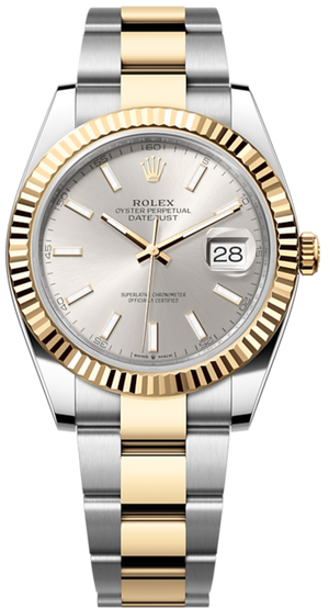 Rolex Datejust 41 Oyster Silver Dial Two Tone Oystersteel & Yellow Gold Strap Watch for Men - M126333-0001
