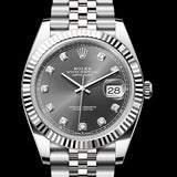 Rolex Datejust 41 Oyster Diamonds Grey Dial Two Tone Oystersteel & White Gold Strap Watch for Men - M126334-0006