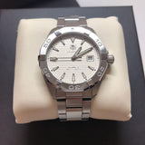 Jam Tangan Pria Tag Heuer Aquaracer Automatic White Dial Silver Steel Strap - WAY2111.BA0928