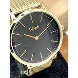 Hugo Boss Horizon Quartz Black Dial Gold Mesh Bracelet Watch For Men - HB1513735