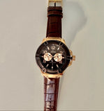 Guess Rigor Analog Brown Dial Brown Leather Strap Watch For Men - W0040G3