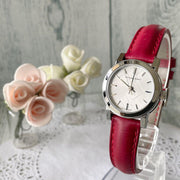 Burberry The City Silver Dial Red Strap Watch for Women - BU9232