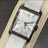 Calvin Klein Window White Dial White Leather Strap Watch for Women - K2M23120