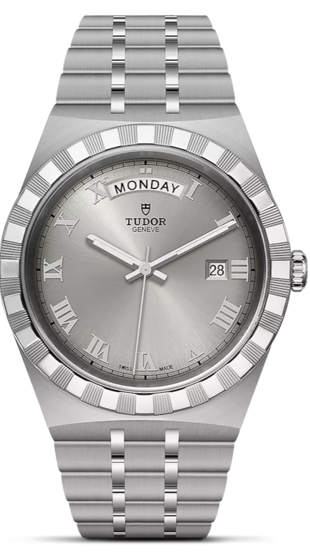 Tudor Royal Day Date Diamonds Automatic Silver Dial Silver Steel Strap Watch for Men - M28600-0002