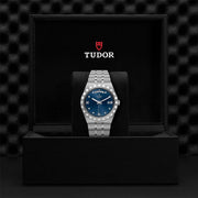 Tudor Royal Automatic Diamonds Blue Dial Silver Steel Strap Watch for Men - M28600-0006