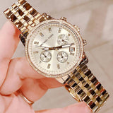 Michael Kors Runway Chronograph Gold Dial Gold Steel Strap Watch For Women - MK5698