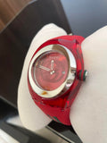 Gucci Sync Quartz Red Dial Red Rubber Strap Watch For Women - YA137303