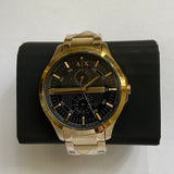 Armani Exchange Hampton Chronograph Black Dial Gold Steel Strap Watch For Men - AX2122