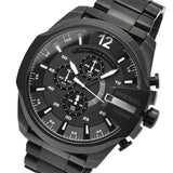 Diesel Mega Chief Chronograph Black Dial Black Steel Strap Watch For Men - DZ4283