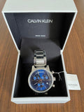 Calvin Klein City Chronograph Blue Dial Silver Steel Strap Watch for Men - K2G2714N