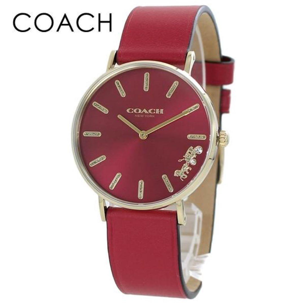Coach Perry Red Dial Red Leather Strap Watch for Women - 14503852