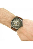 Fossil Townsman Automatic Skeleton Black Dial Brown Leather Strap Watch for Men - ME3181