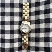 Marc Jacobs Amy Dinky White Dial Gold Steel Strap Watch for Women - MBM3226