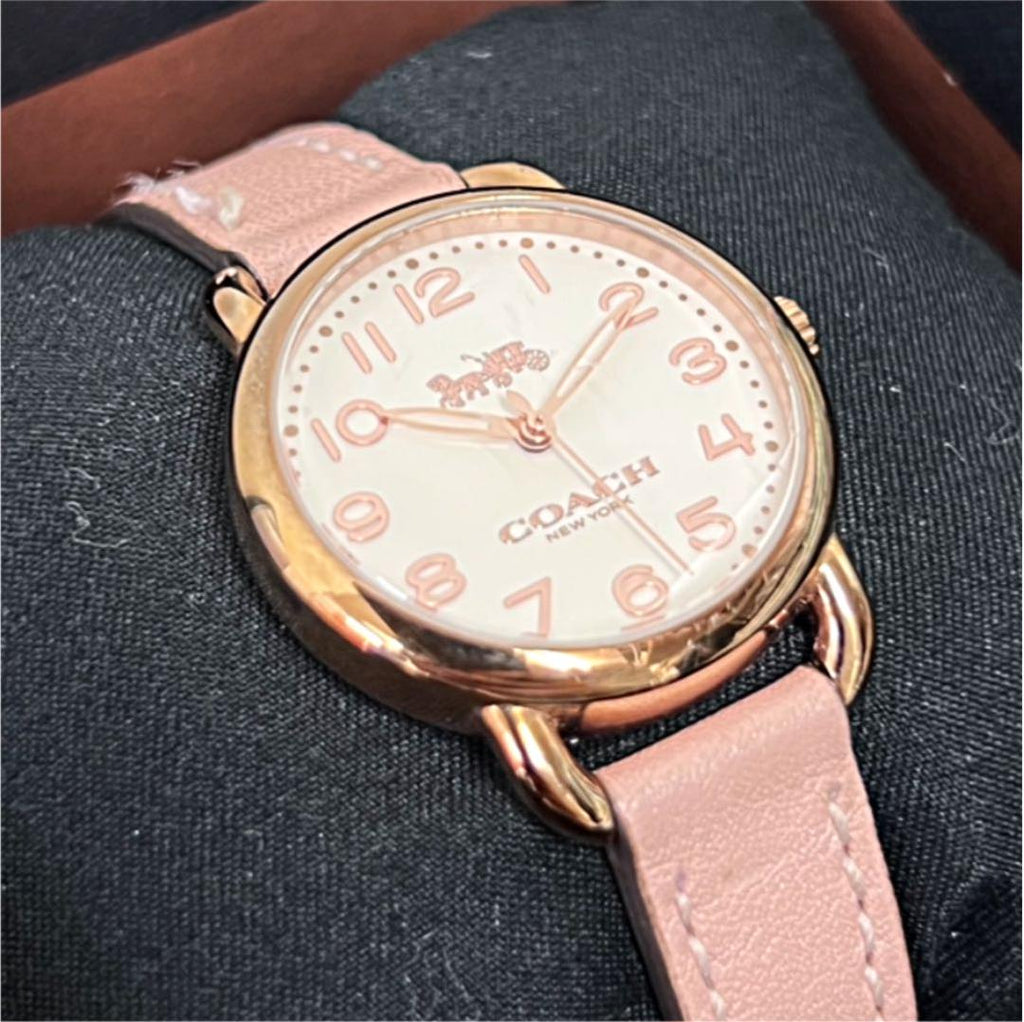 Coach Delancey Cream Dial Blush Pink Leather Strap Watch for Women - 14502750