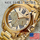 Michael Kors Bradshaw Chronograph Rose Gold Dial Rose Gold Steel Strap Watch For Women - MK6321