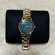 Marc Jacobs Baker Green Dial Gold Steel Strap Watch for Women - MBM3249