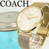 Coach Perry White Dial Gold Mesh Bracelet Watch for Women - 14503125