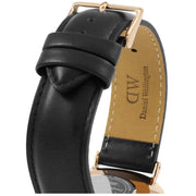 Daniel Wellington Classic Sheffield White Dial Black Leather Strap Watch For Men - DW00100007
