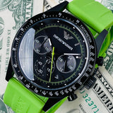 Emporio Armani Sports Analog Black Dial Green Rubber Strap Watch For Men - AR6115