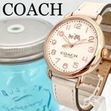 Coach Delancey White Dial White Leather Strap Watch for Women - 14502716