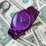 Michael Kors Slim Runway Quartz Purple Dial Purple Steel Strap Watch For Women - MK4507