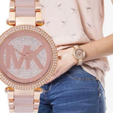 Michael Kors Parker Pink Dial Pink Steel Strap Watch for Women - MK6176