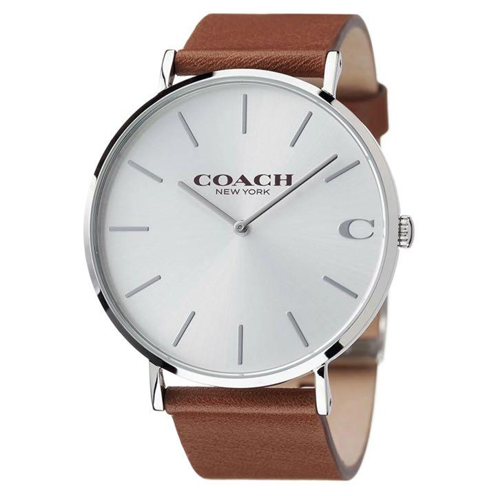 Coach Charles Silver Dial Brown Leather Strap Watch for Men - 14602152