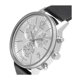 Calvin Klein Post Minimal White Dial Black Leather Strap Watch for Men - K7627120