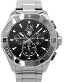 Tag Heuer Aquaracer Quartz Chronograph Black Dial Silver Steel Strap Watch for Men - CAY1110.BA0927