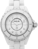 Chanel J12 Diamonds Quartz Ceramic White Dial White Steel Strap Watch for Women - J12 H2422