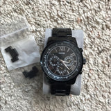 Guess Horizon Chronograph Black Dial Black Steel Strap Watch For Men - W0379G2