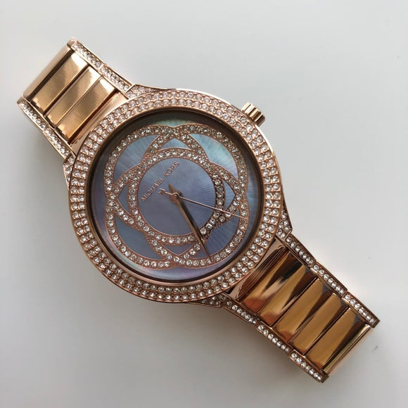 Michael Kors Kerry Purple Dial Rose Gold Stainless Steel Strap Watch for Women - MK3482