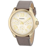 Fossil Cecile Champagne Dial Grey Leather Strap Watch for Women - AM4529