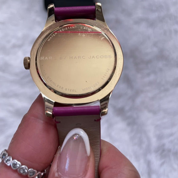 Marc Jacobs Blade Purple Dial Purple Leather Strap Watch for 