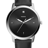 Fossil The Minimalist Carbon Series Black Dial Black Leather Strap Watch for Men - FS5497