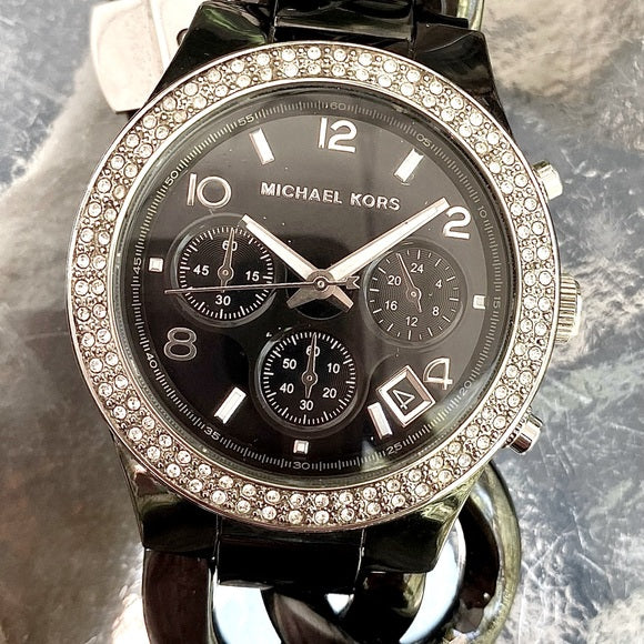 Michael Kors Ceramic Black Dial Black Steel Strap Watch for Women