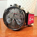 Diesel Mr Daddy 2.0 Chronograph Grey Dial Red Rubber Strap Watch For Men - DZ7423