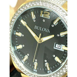 Bulova Crystal Black Dial Two Tone Steel Strap Watch for Men - 98B235